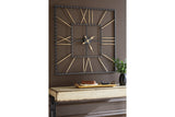 Thames Black/Gold Finish Wall Clock from Ashley - Luna Furniture