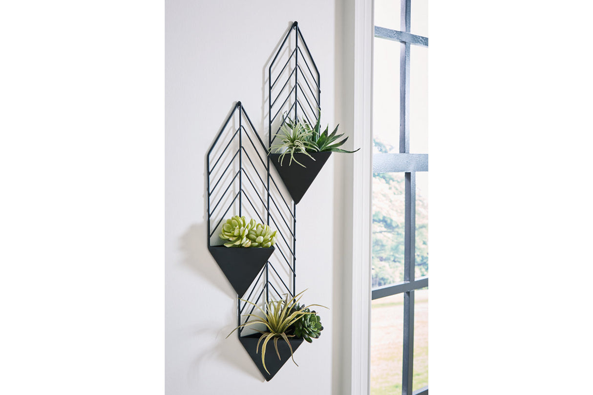 Dashney Black Wall Planter On Stand -  Ashley - Luna Furniture