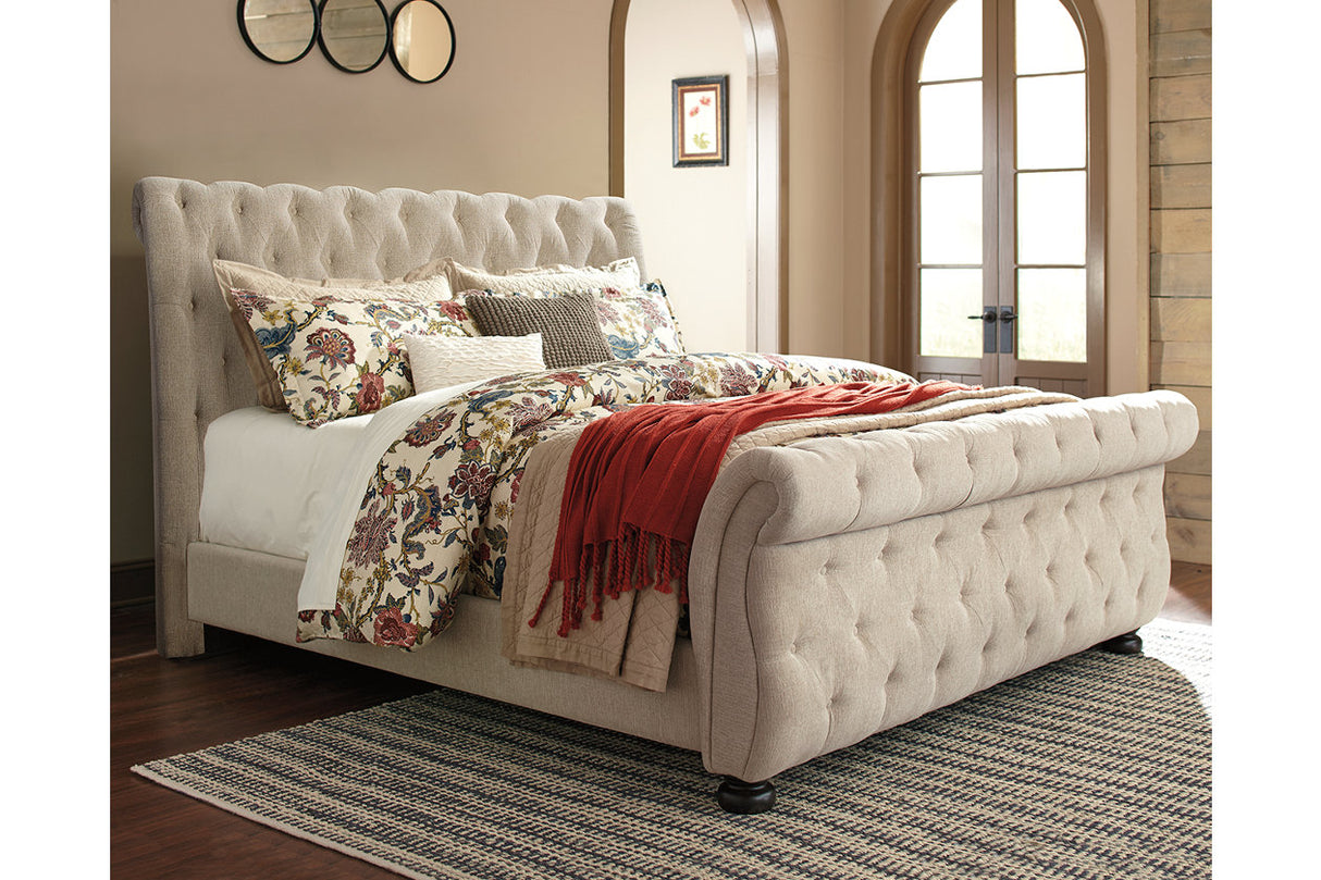 Willenburg Linen Queen Upholstered Sleigh Bed from Ashley - Luna Furniture