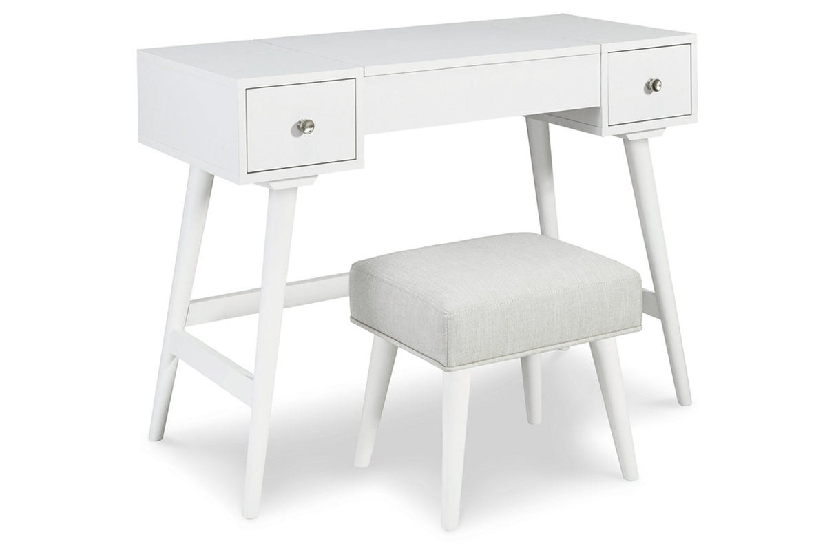 Thadamere White Vanity with Stool -  Ashley - Luna Furniture