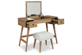 Thadamere Light Brown Vanity with Stool -  Ashley - Luna Furniture