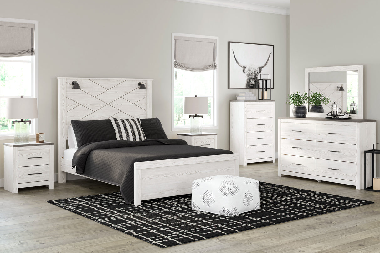 Gerridan White/Gray with Sconces Panel Bedroom Set