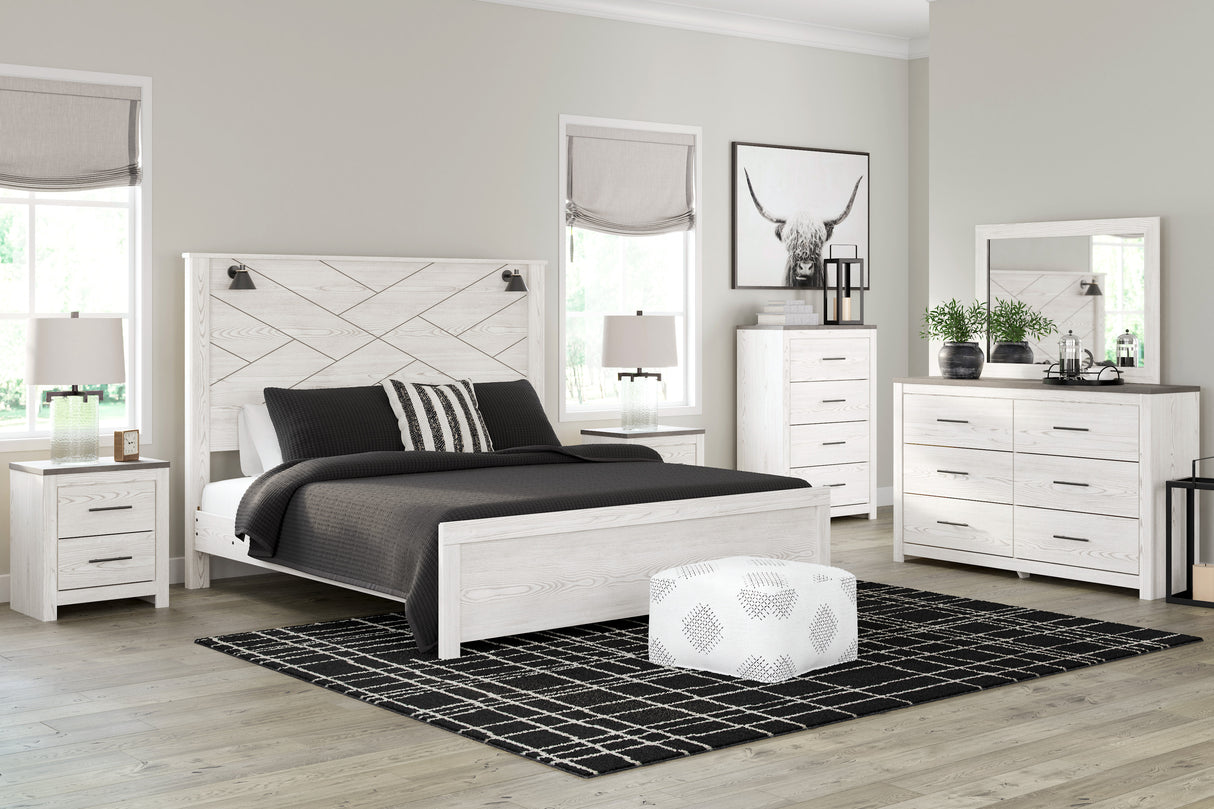 Gerridan White/Gray with Sconces Panel Bedroom Set