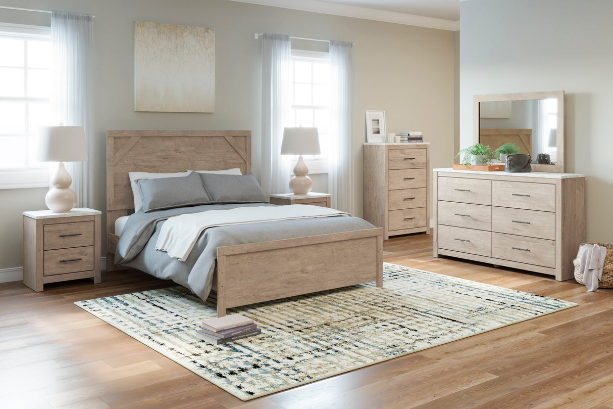 Senniberg Light Brown-White Panel Bedroom Set - Luna Furniture