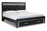 Kaydell Black King Upholstered Platform Storage Platform Bed -  Ashley - Luna Furniture