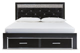 Kaydell Black King Upholstered Platform Storage Platform Bed -  Ashley - Luna Furniture