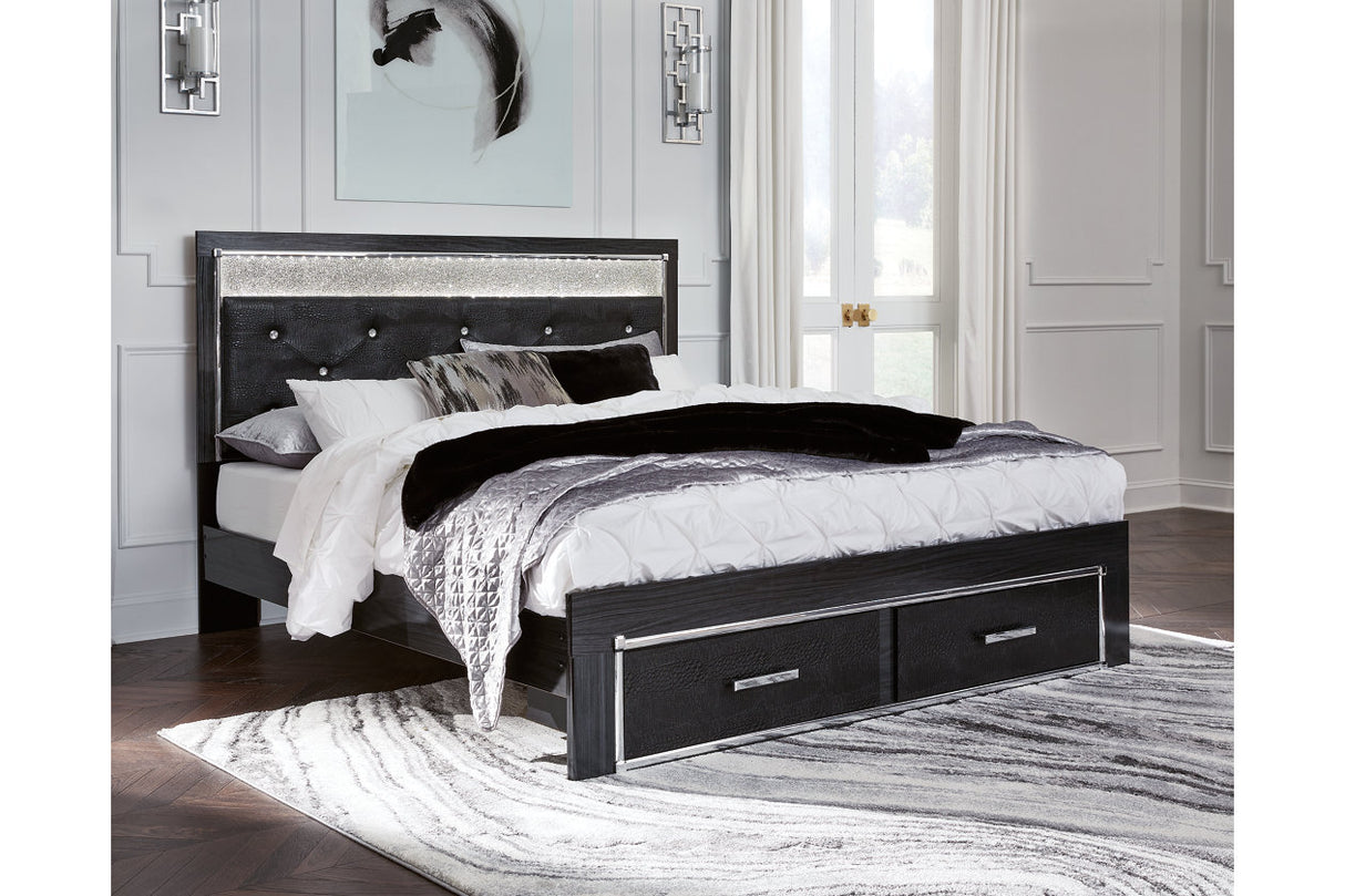 Kaydell Black King Upholstered Platform Storage Platform Bed -  Ashley - Luna Furniture