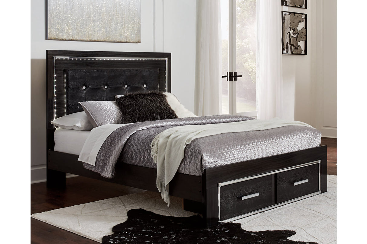 Kaydell Black Queen Panel Bed with Storage -  Ashley - Luna Furniture