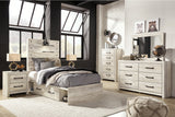 Cambeck Whitewash Twin Panel Bed with 4 Storage Drawers -  Ashley - Luna Furniture