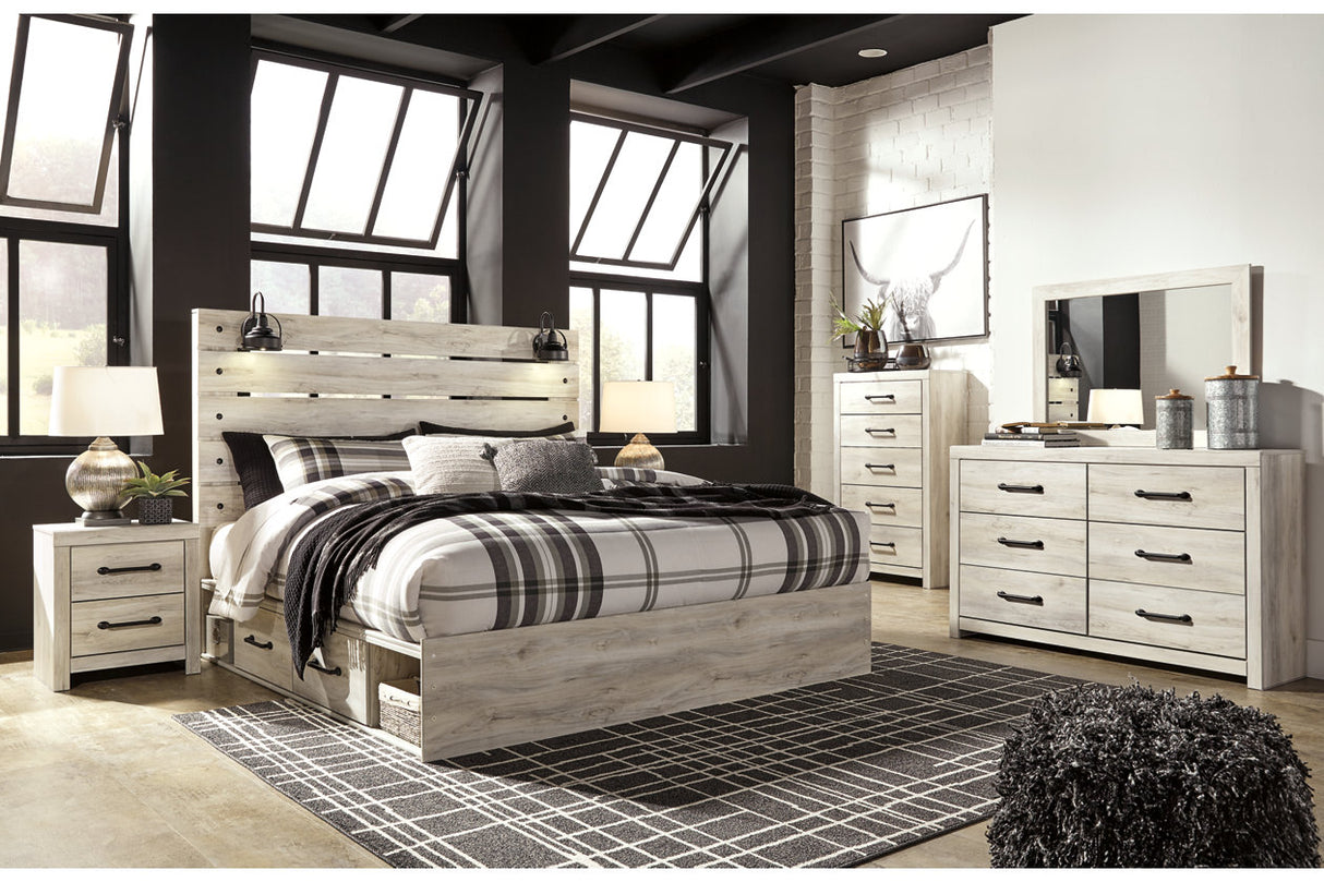 Cambeck Whitewash King Platform Bed with 2 Storage Drawers -  Ashley - Luna Furniture