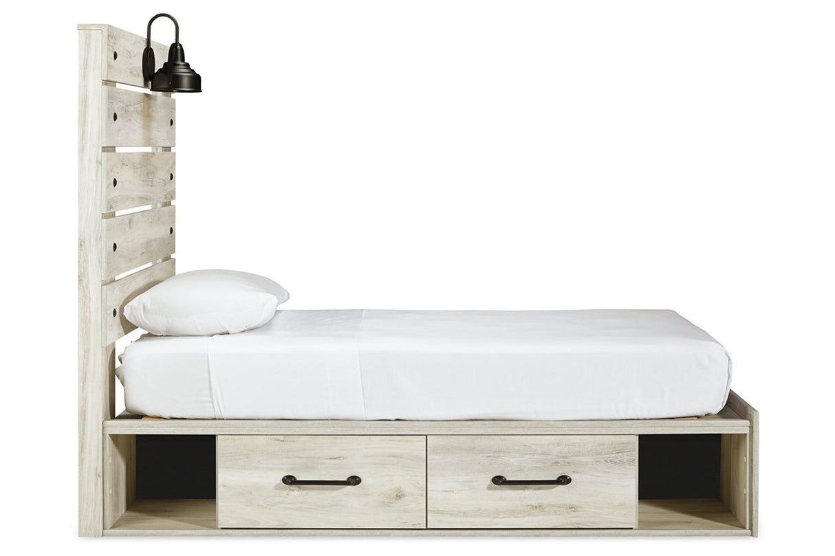 Cambeck Whitewash Twin Panel Bed with 2 Storage Drawers -  Ashley - Luna Furniture