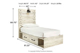 Cambeck Whitewash Twin Panel Bed with 4 Storage Drawers -  Ashley - Luna Furniture