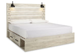 Cambeck Whitewash King Platform Bed with 2 Storage Drawers -  Ashley - Luna Furniture