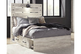 Cambeck Whitewash Full Panel Bed with 2 Storage Drawers -  Ashley - Luna Furniture