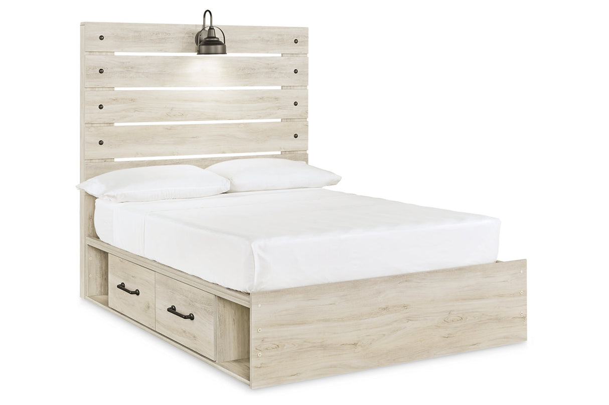 Cambeck Whitewash Full Panel Bed with 2 Storage Drawers -  Ashley - Luna Furniture