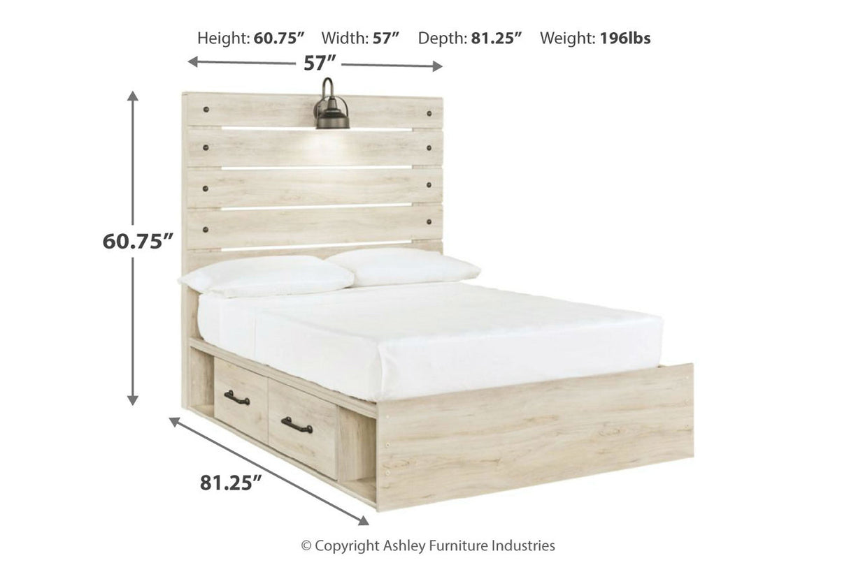 Cambeck Whitewash Full Panel Bed with 2 Storage Drawers -  Ashley - Luna Furniture