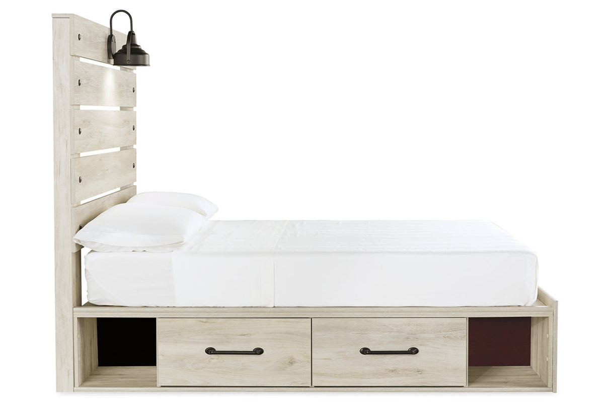 Cambeck Whitewash Full Panel Bed with 2 Storage Drawers -  Ashley - Luna Furniture