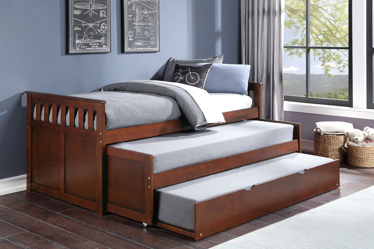 Rowe Dark Cherry Twin/Twin Bed with Twin Trundle