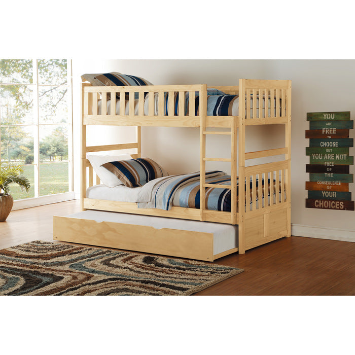 Bartly Pine Twin/Twin Bunk Bed with Twin Trundle from Homelegance - Luna Furniture