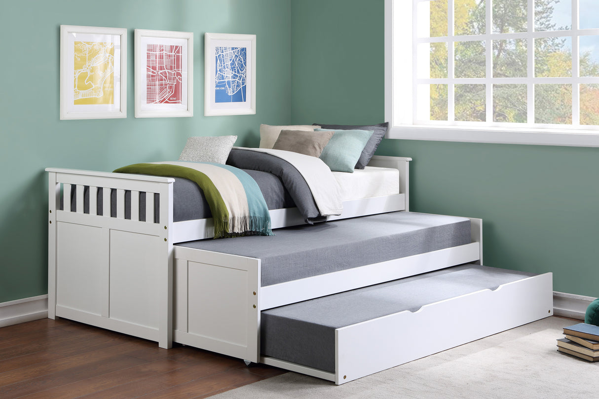 Galen White Twin/Twin Bed with Twin Trundle -  Homelegance - Luna Furniture