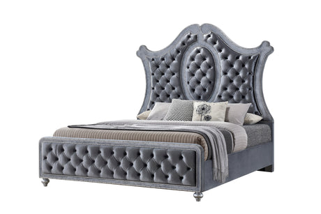 Cameo Gray Upholstered Panel Bedroom Set -  Crown Mark - Luna Furniture