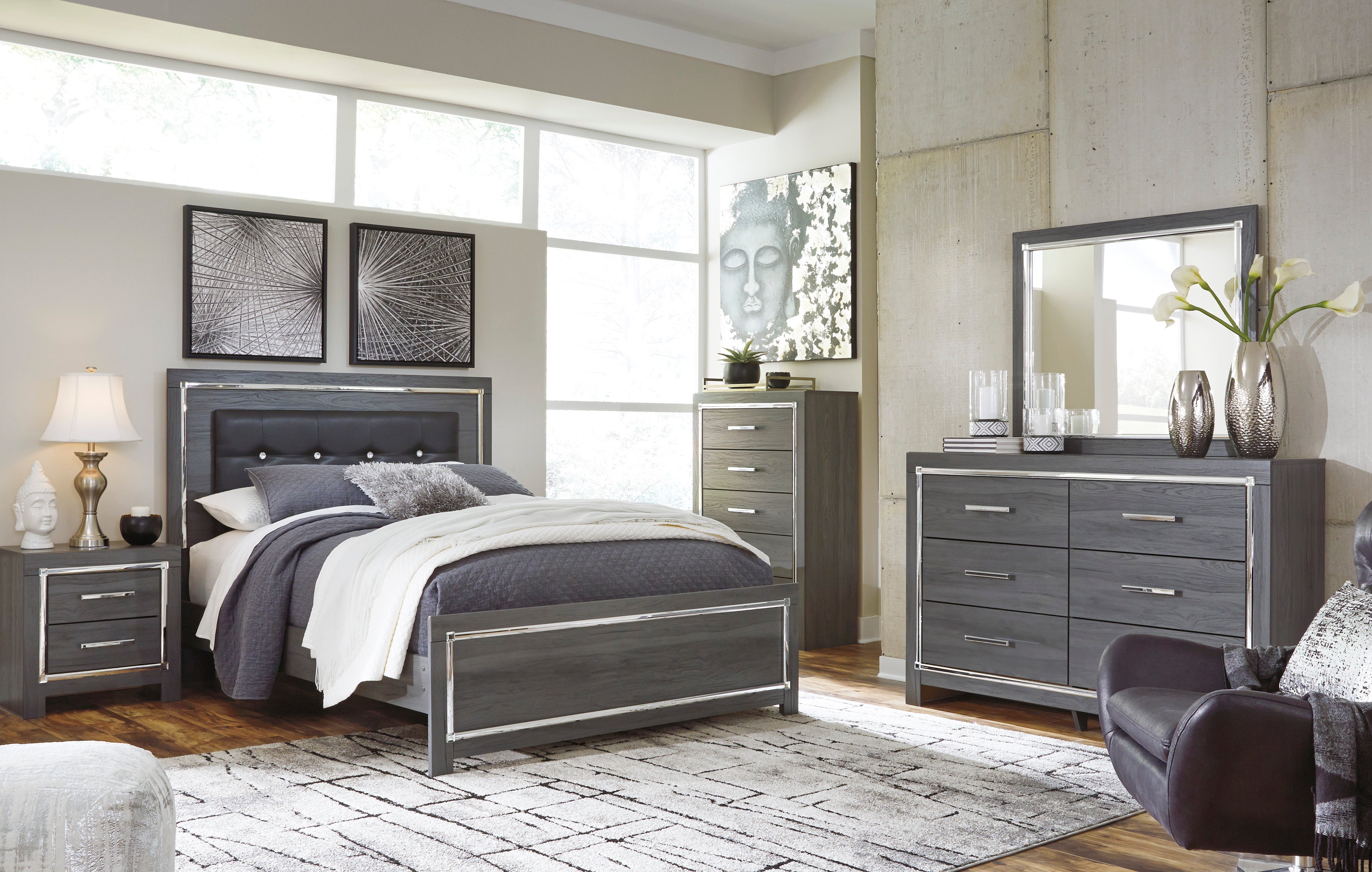 Lodanna Gray LED Panel Bedroom Set Luna Furniture