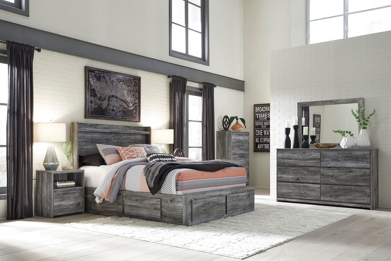 Baystorm Gray LED Side/Footboard Storage Platform Bedroom Set from Ashley - Luna Furniture