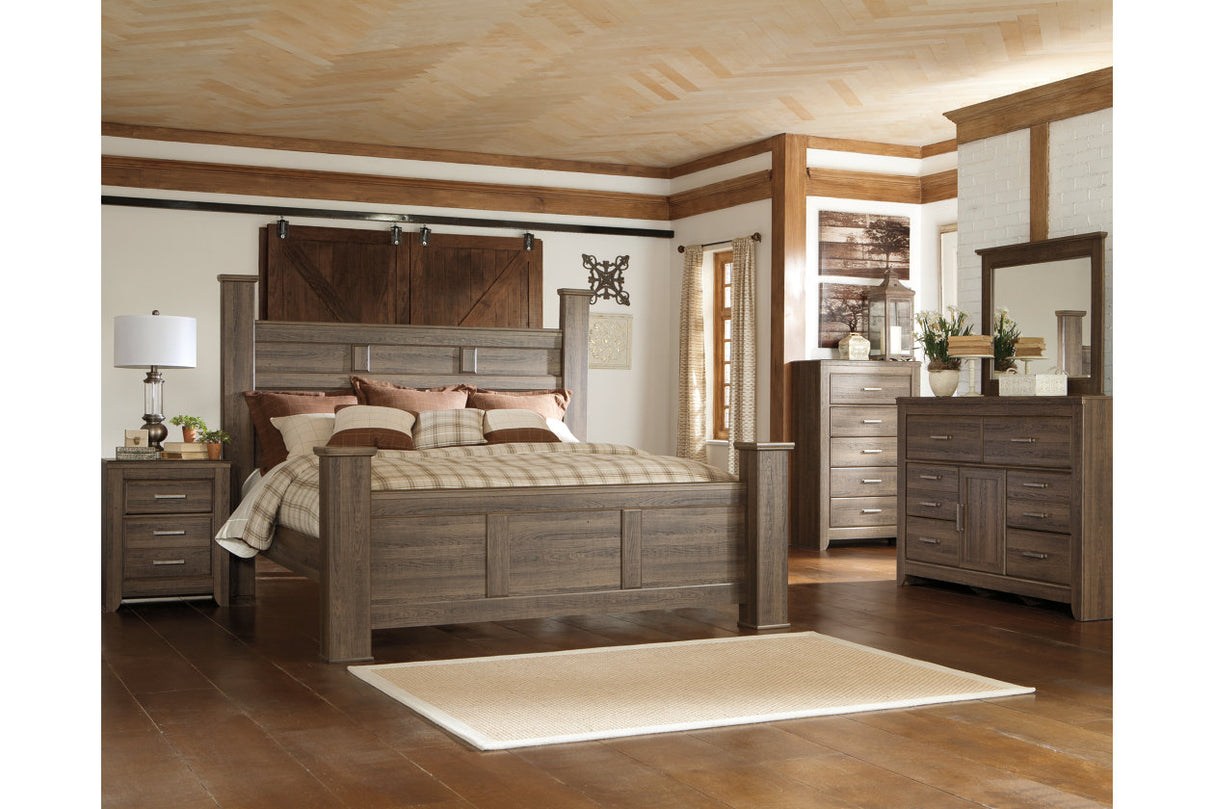 Juararo Dark Brown King Poster Bed -  - Luna Furniture