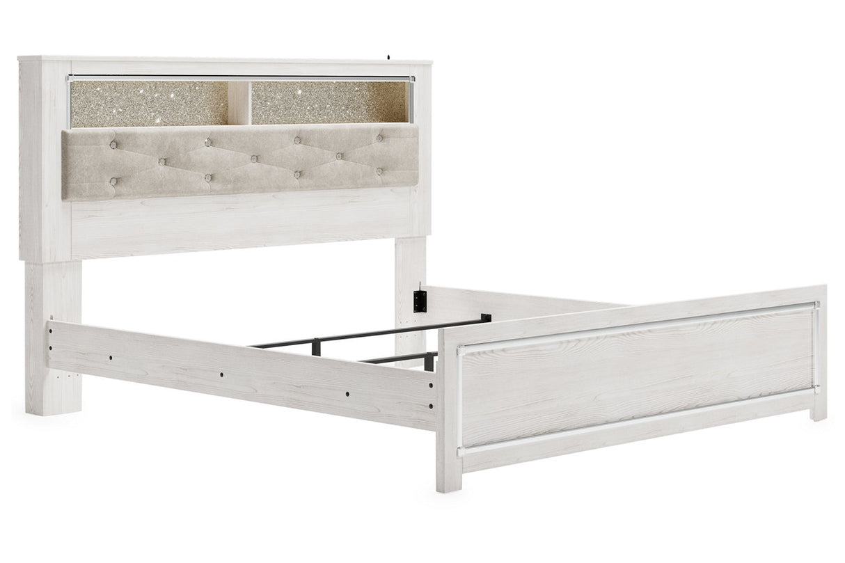 Altyra White King Panel Bookcase Bed -  Ashley - Luna Furniture