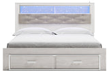 Altyra White King Upholstered Platform Bookcase Bed with Storage -  Ashley - Luna Furniture