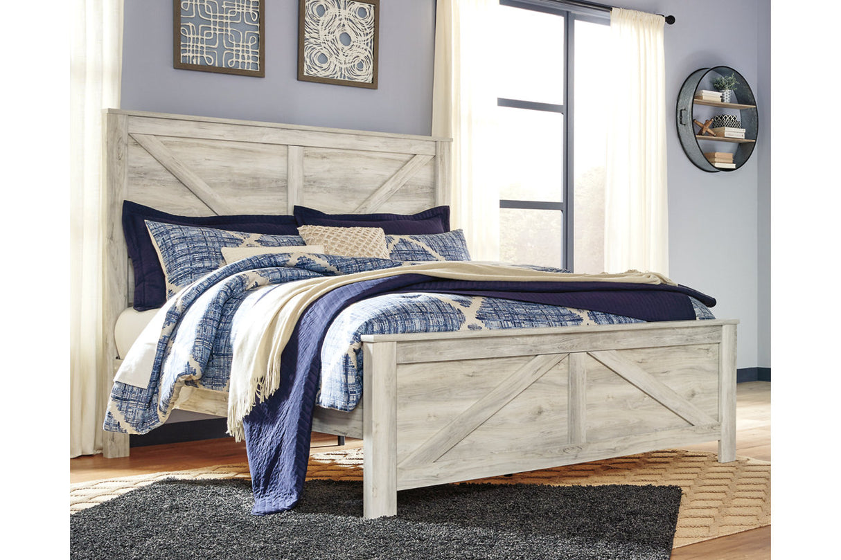 Bellaby Whitewash King Crossbuck Panel Bed -  - Luna Furniture