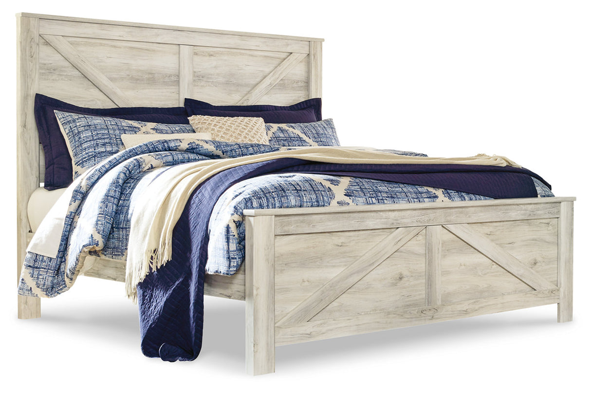 Bellaby Whitewash King Crossbuck Panel Bed -  - Luna Furniture