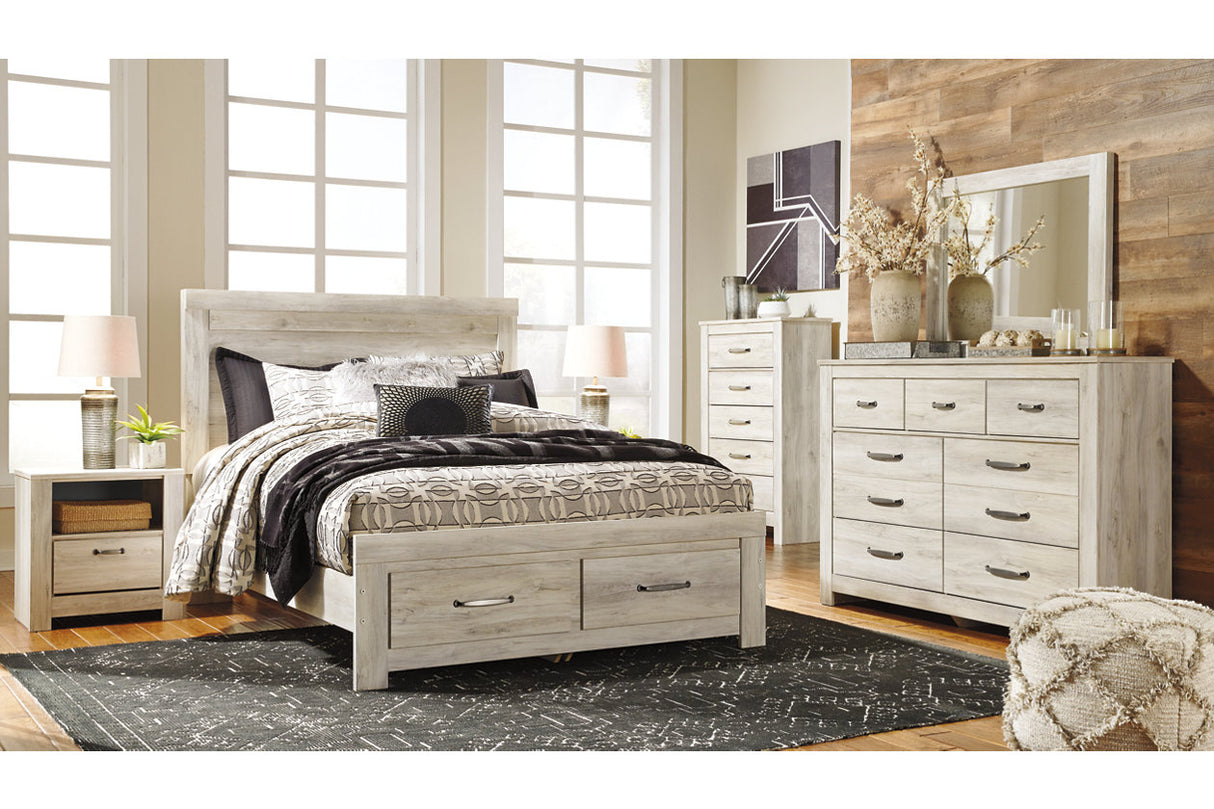 Bellaby Whitewash Queen Platform Bed with 2 Storage Drawers -  Ashley - Luna Furniture