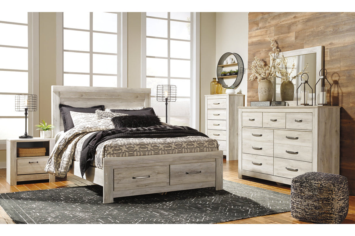 Bellaby Whitewash Queen Platform Bed with 2 Storage Drawers -  Ashley - Luna Furniture