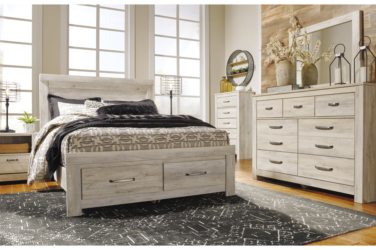 Bellaby Whitewash Queen Platform Bed with 2 Storage Drawers -  Ashley - Luna Furniture