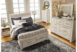 Bellaby Whitewash Queen Platform Bed with 2 Storage Drawers -  Ashley - Luna Furniture