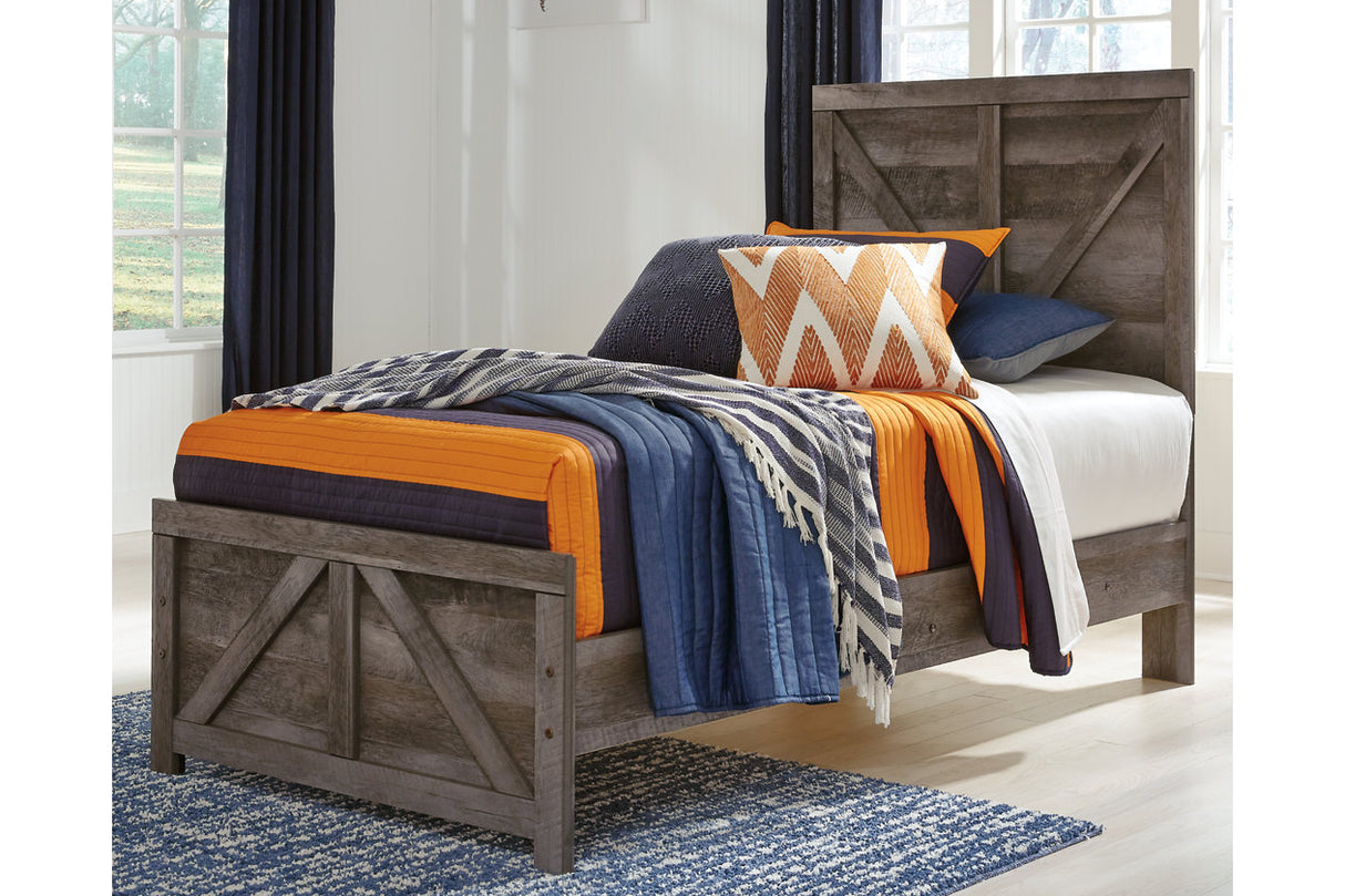 Wynnlow Gray Twin Crossbuck Panel Bed from Ashley - Luna Furniture