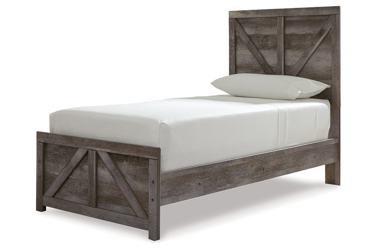 Wynnlow Gray Twin Crossbuck Panel Bed from Ashley - Luna Furniture