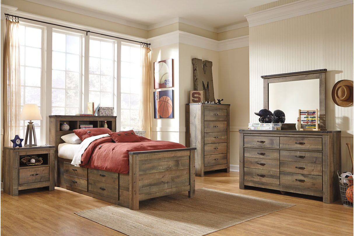 Trinell Brown Twin Bookcase Bed with 2 Storage Drawers -  Ashley - Luna Furniture