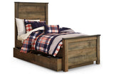 Trinell Brown Twin Panel Bed with 1 Large Storage Drawer from Ashley - Luna Furniture