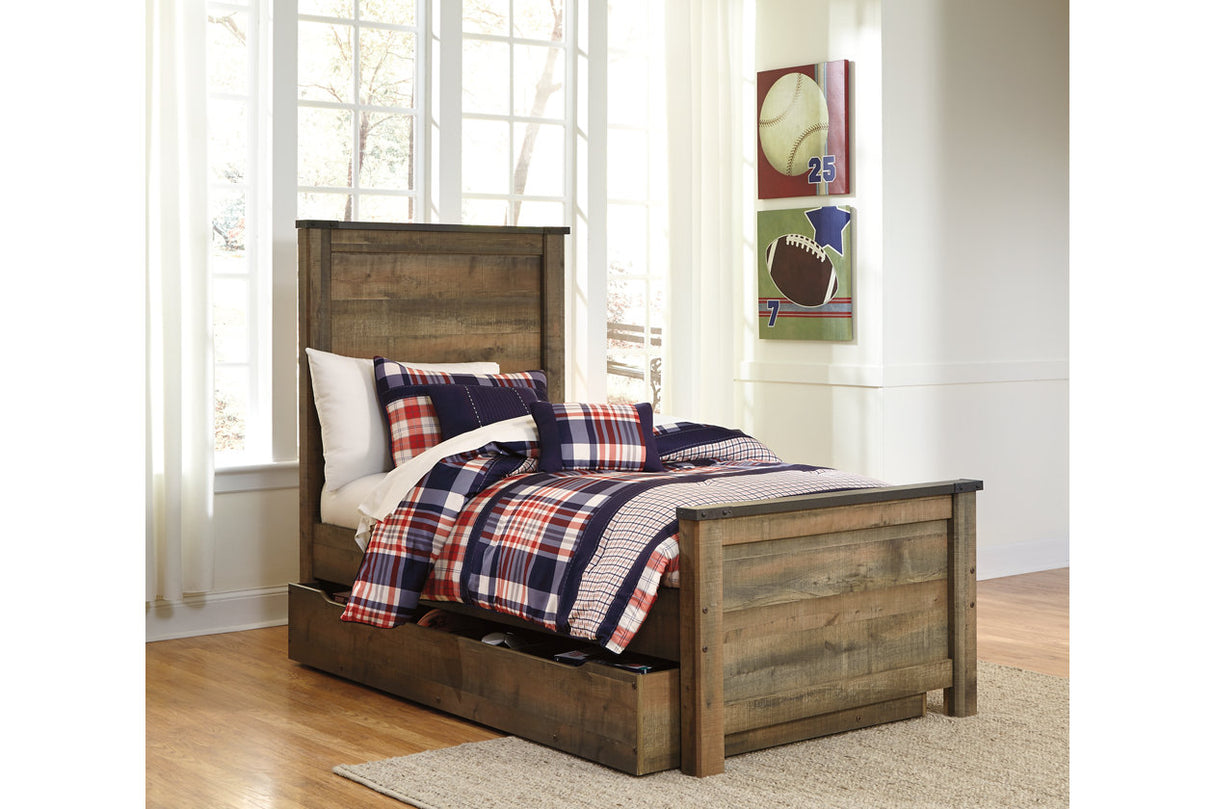 Trinell Brown Twin Panel Bed with 1 Large Storage Drawer from Ashley - Luna Furniture