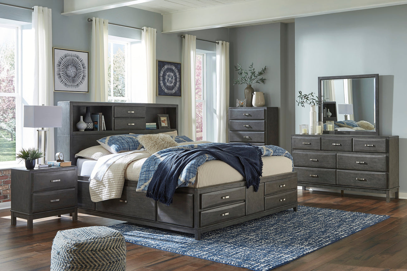 Caitbrook Gray Bookcase Storage Bedroom Set - Luna Furniture