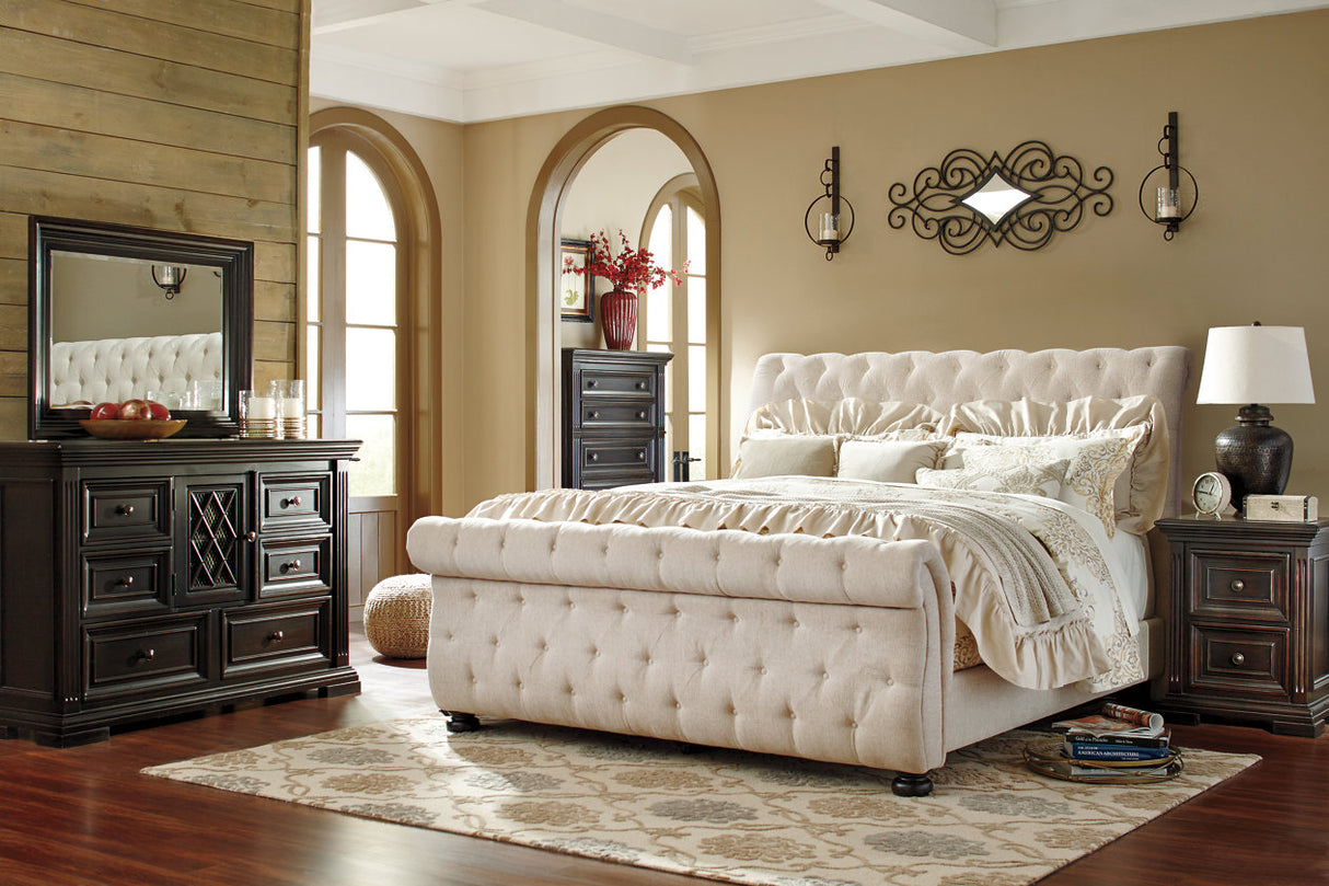 Willenburg Linen Queen Upholstered Sleigh Bed from Ashley - Luna Furniture