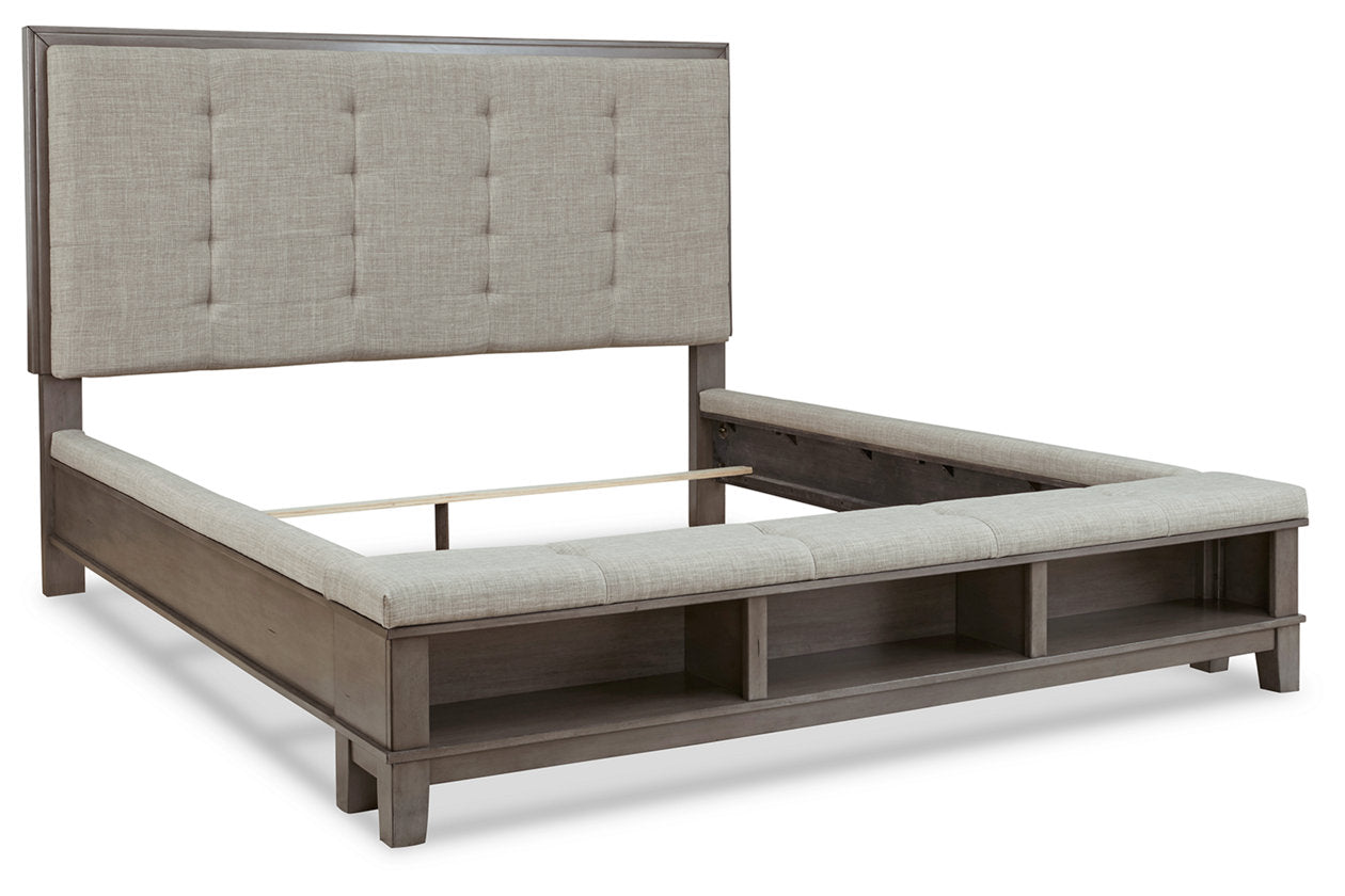 Furniture of America Seboya Gray King Panel Bed with LED Light and