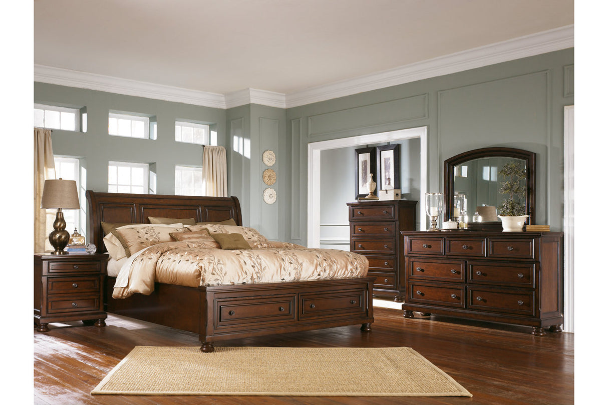 Porter Rustic Brown King Sleigh Bed -  Ashley - Luna Furniture