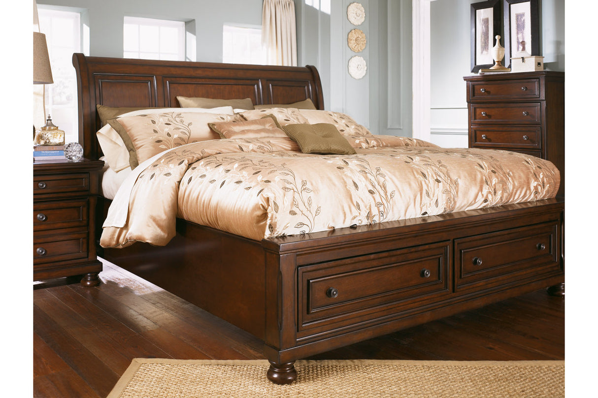 Porter Rustic Brown King Sleigh Bed -  Ashley - Luna Furniture