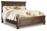 Flynnter Medium Brown King Panel Bed with 2 Storage Drawers from Ashley - Luna Furniture