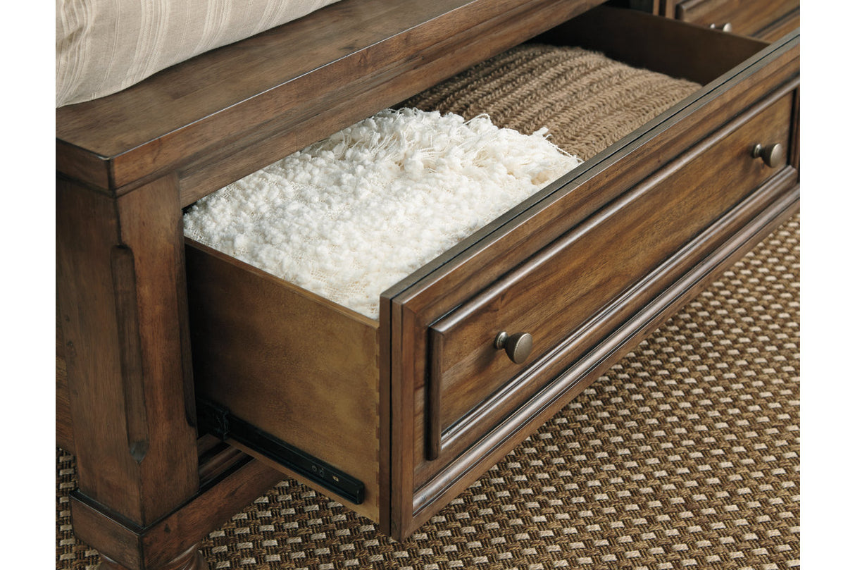 Flynnter Medium Brown King Panel Bed with 2 Storage Drawers from Ashley - Luna Furniture