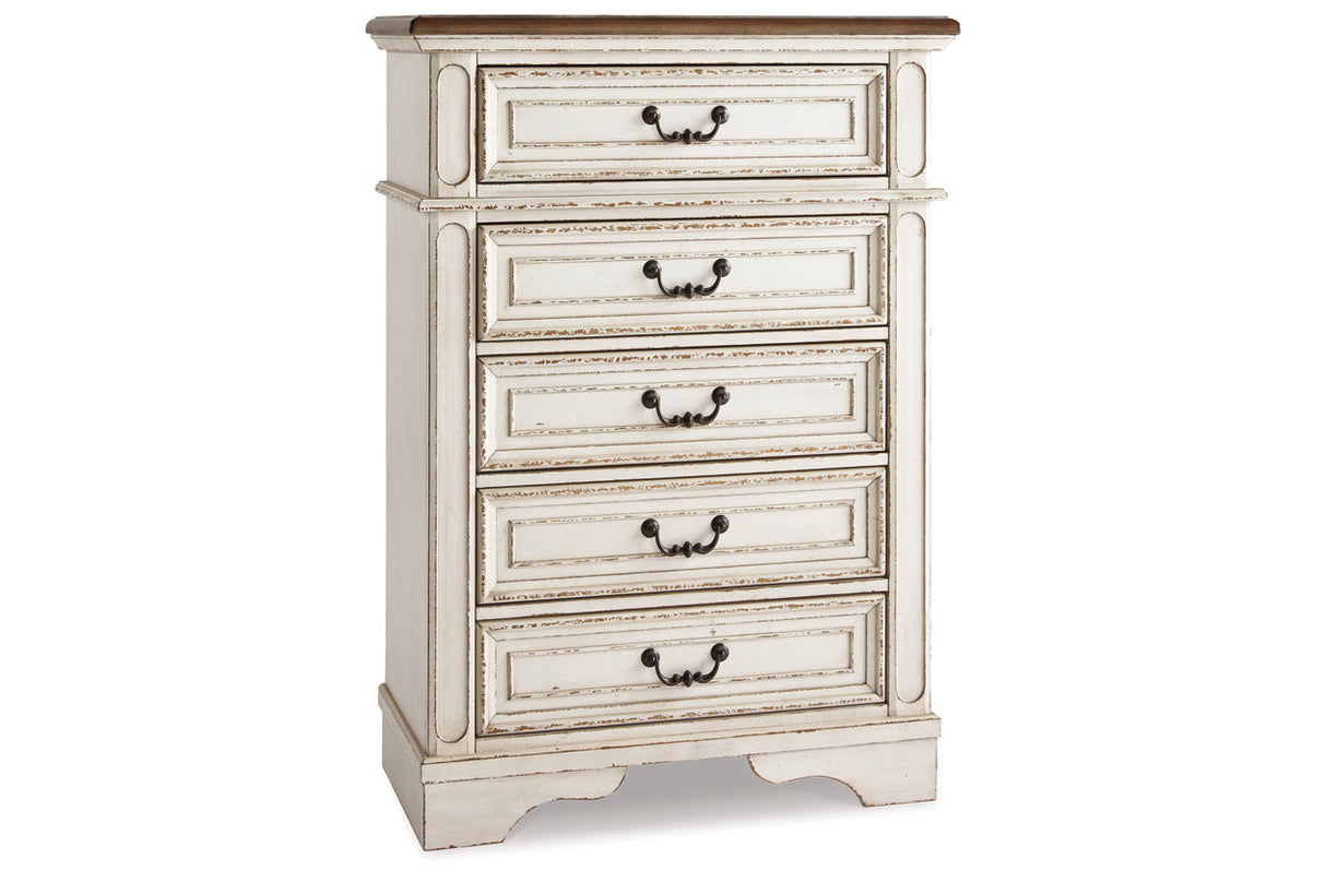 Realyn Chipped White Chest of Drawers -  - Luna Furniture