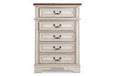 Realyn Chipped White Chest of Drawers -  - Luna Furniture